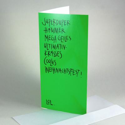 Superduper ... - grüne Weihnachtskarte mit weißem Kuvert