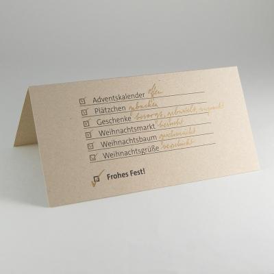 10er Set graue Recycling-Weihnachtskarten mit goldenen Kuverts