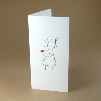 10er Set Weihnachtskarten mit Umschlag: Rudolf