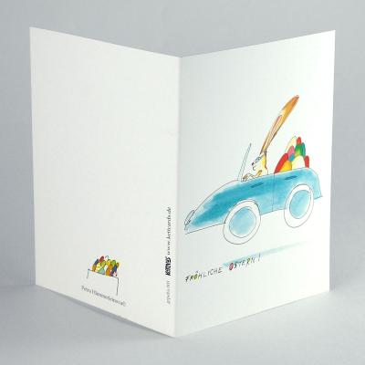 10er Set Osterkarten mit Kuverts: der Osterhase kommt mit dem Auto