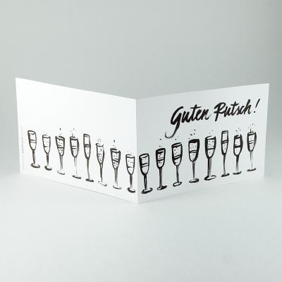 10er Set Neujahrskarten mit goldenen Umschlägen: Guten Rutsch! (+ Sektflöten)