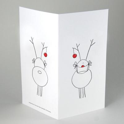 10er Set witzige Recycling-Weihnachtskarten mit Kuverts: Rudolf mit Maske