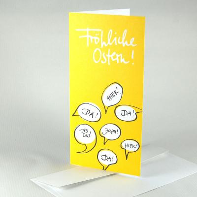 10er Set gelbe Recycling-Osterkarten mit Kuverts: Fröhliche Ostern!