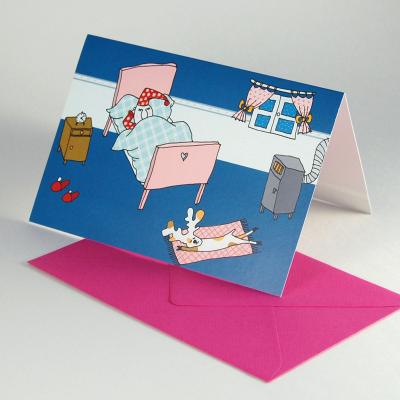 10er Set Weihnachtskarten mit pinken Kuverts: im Schlafzimmer