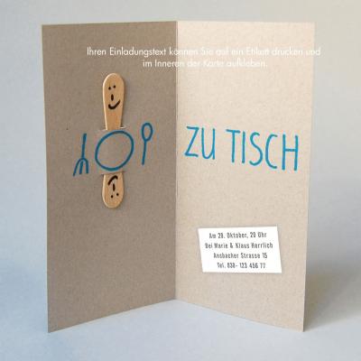 Recyclingkarte mit Eisstiel: Bitte ... zu Tisch