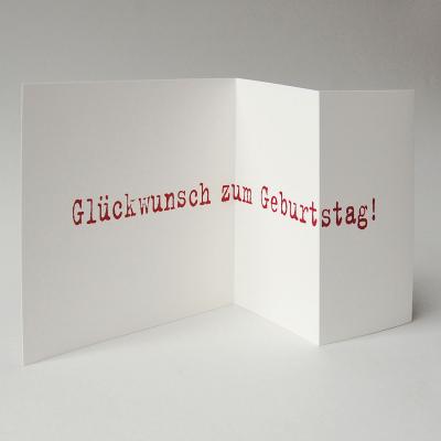quadratische Geburtstagskarte: Glückstag!  (roter Druck)