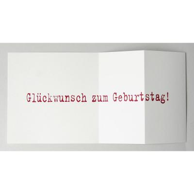 quadratische Geburtstagskarte: Glückstag!  (roter Druck)