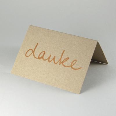 danke - graue Recycling-Grußkarte mit goldenem Schriftzug