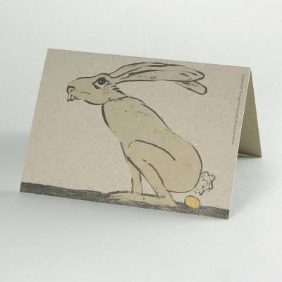 Recycling-Osterkarte: Hase der ein goldenes Ei legt