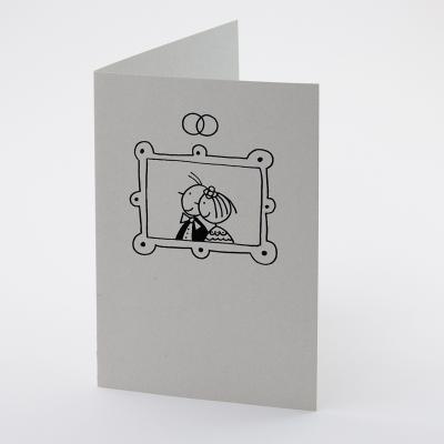 witzige Hochzeitskarte: Brautpaar im Rahmen (Graupappe)