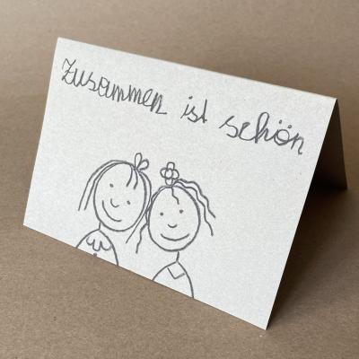 Recycling-Grußkarte: Zusammen ist schön (zwei Frauen)