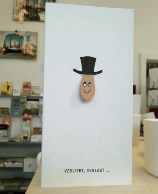 Hochzeitskarte mit Eisstiel: Verliebt, Verlobt - Verheiratet