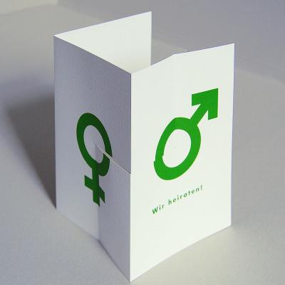 Hochzeitseinladung: Wir heiraten!  (grüner Druck)