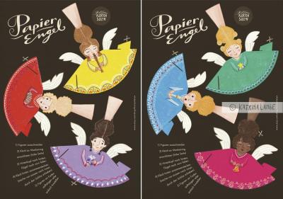 Bastelbogen für 6 Papierengel