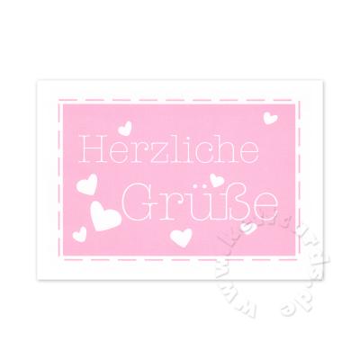 rosa Postkarte: Herzliche Grüße