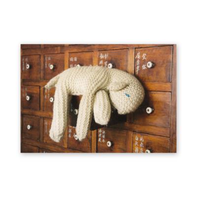 Postkarte mit Strickschaf: Verweile doch