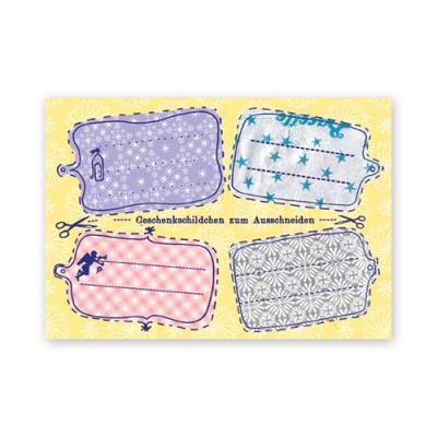 Postkarte mit Geschenkschildchen zum Ausschneiden