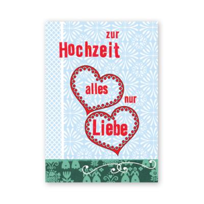 Postkarte: zur Hochzeit alles nur Liebe