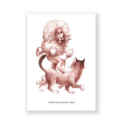 Postkarte: Pudel Ponto und Kater Murr  (E.T.A. Hoffmann)
