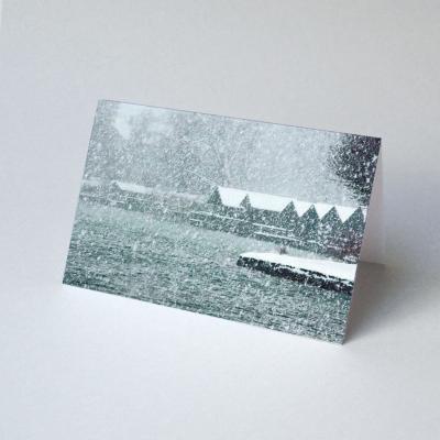 Foto-Weihnachtskarte: Schneefall am See