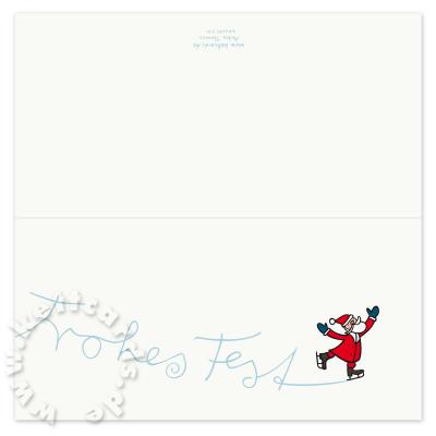 Weihnachtskarte: Frohes Fest (schlittschuhlaufender Weihnachtsmann)