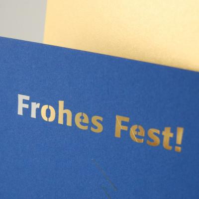 edle, zweiteilige Recycling-Weihnachtskarte: Frohes Fest!