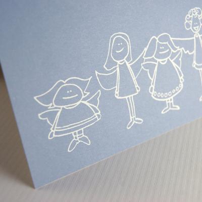 fliederblaue Recyclingkarte für Weihnachten: Engelchen