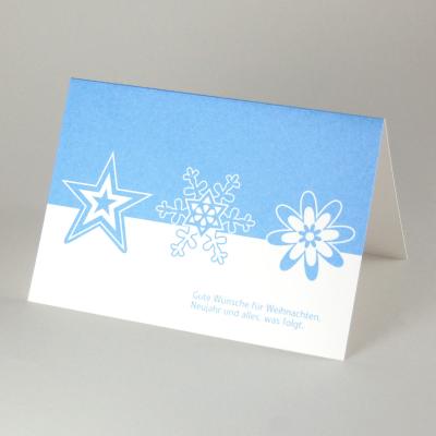 hellblaue Weihnachtskarte: Gute Wünsche für Weihnachten...