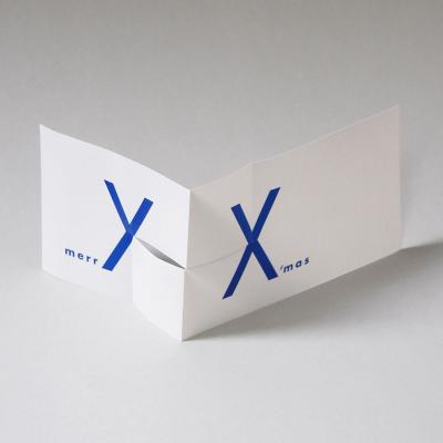 Design-Weihnachtskarte: merrY X´mas  (blauer Druck)