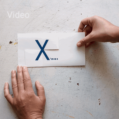 Design-Weihnachtskarte: merrY X´mas  (blauer Druck)
