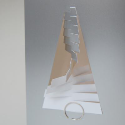 silberne Weihnachtskarte: Spiral-Weihnachtsbaum