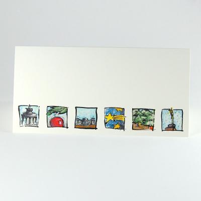 Berlin-Weihnachtskarte: Reichstag, Siegessäule und Brandenburger Tor