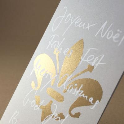 graue Weihnachtskarte: Internationale Wünsche