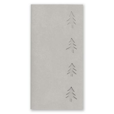 graue Weihnachtskarte: gestanzte Bäume
