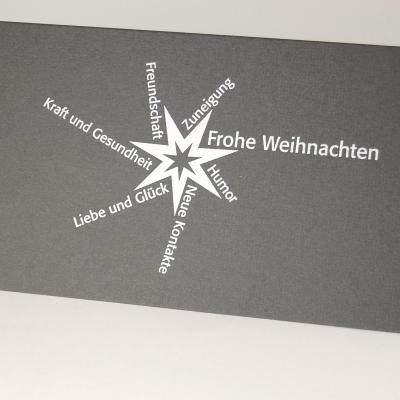10er Set Weihnachtskarten mit silbernen Kuverts: Liebe und Glück