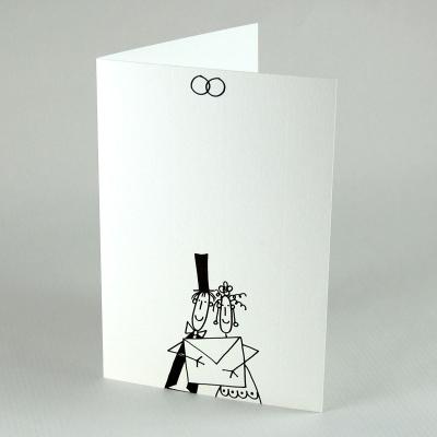 10er Set Hochzeitseinladungen mit roten Kuverts: Brautpaar mit Briefumschlag