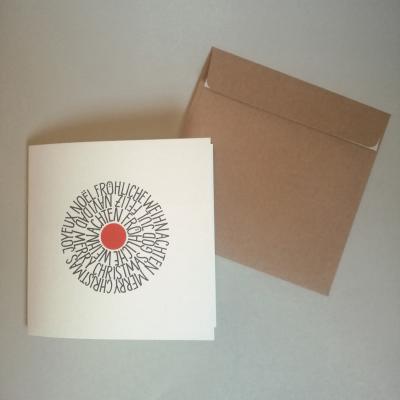 10er Set quadratische Recycling-Weihnachtskarten mit braunen Kuverts