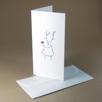 10er Set Weihnachtskarten mit Umschlag: Rudolf