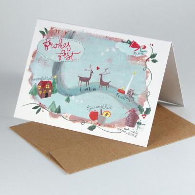 10er Set Recycling-Weihnachtskarten mit Kuverts: frohes fest