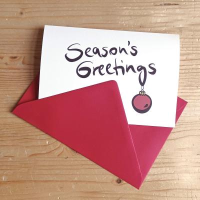 10er Set Weihnachtskarten mit roten Kuverts: Season´s Greetings