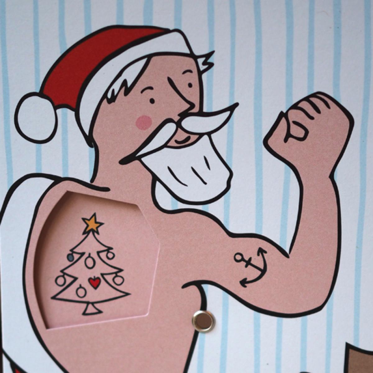 10er Set Recycling-Weihnachtskarten mit Umschlägen: Tattoos
