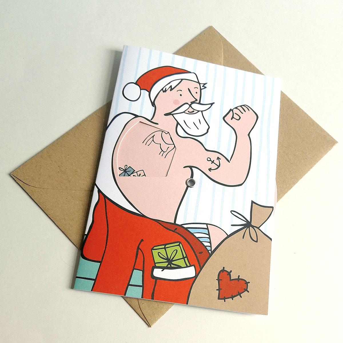 10er Set Recycling-Weihnachtskarten mit Umschlägen: Tattoos