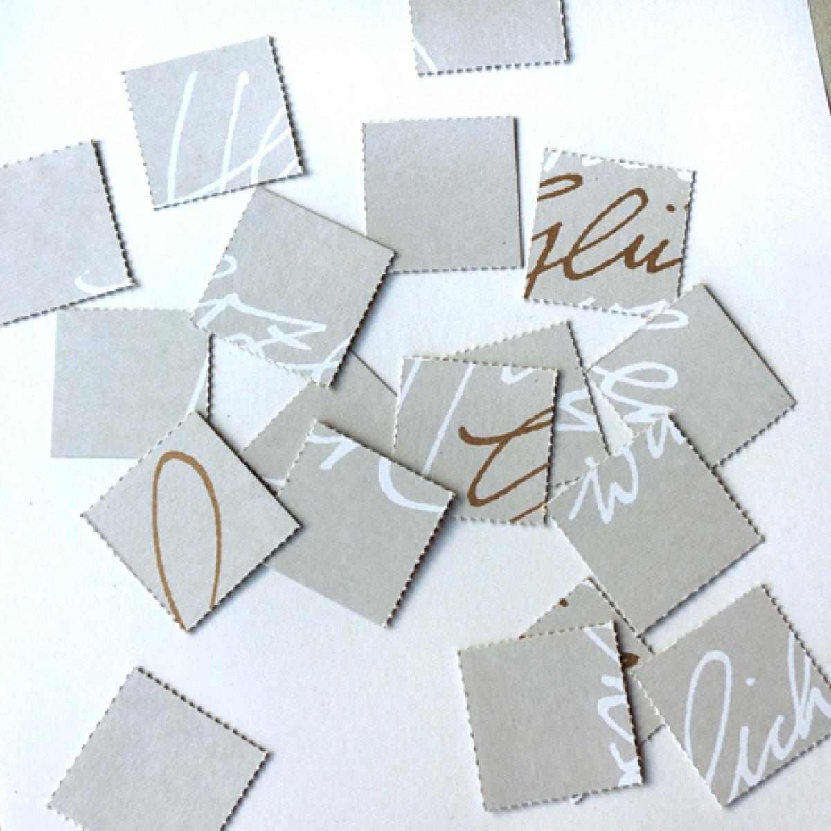 Herzlichen Glückwunsch, Glückwunschkarte zum Puzzeln mit goldenem Umschlag