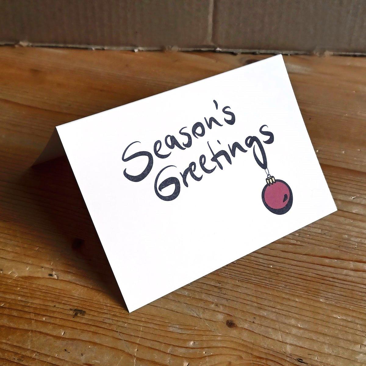 10er Set Weihnachtskarten mit roten Kuverts: Season´s Greetings