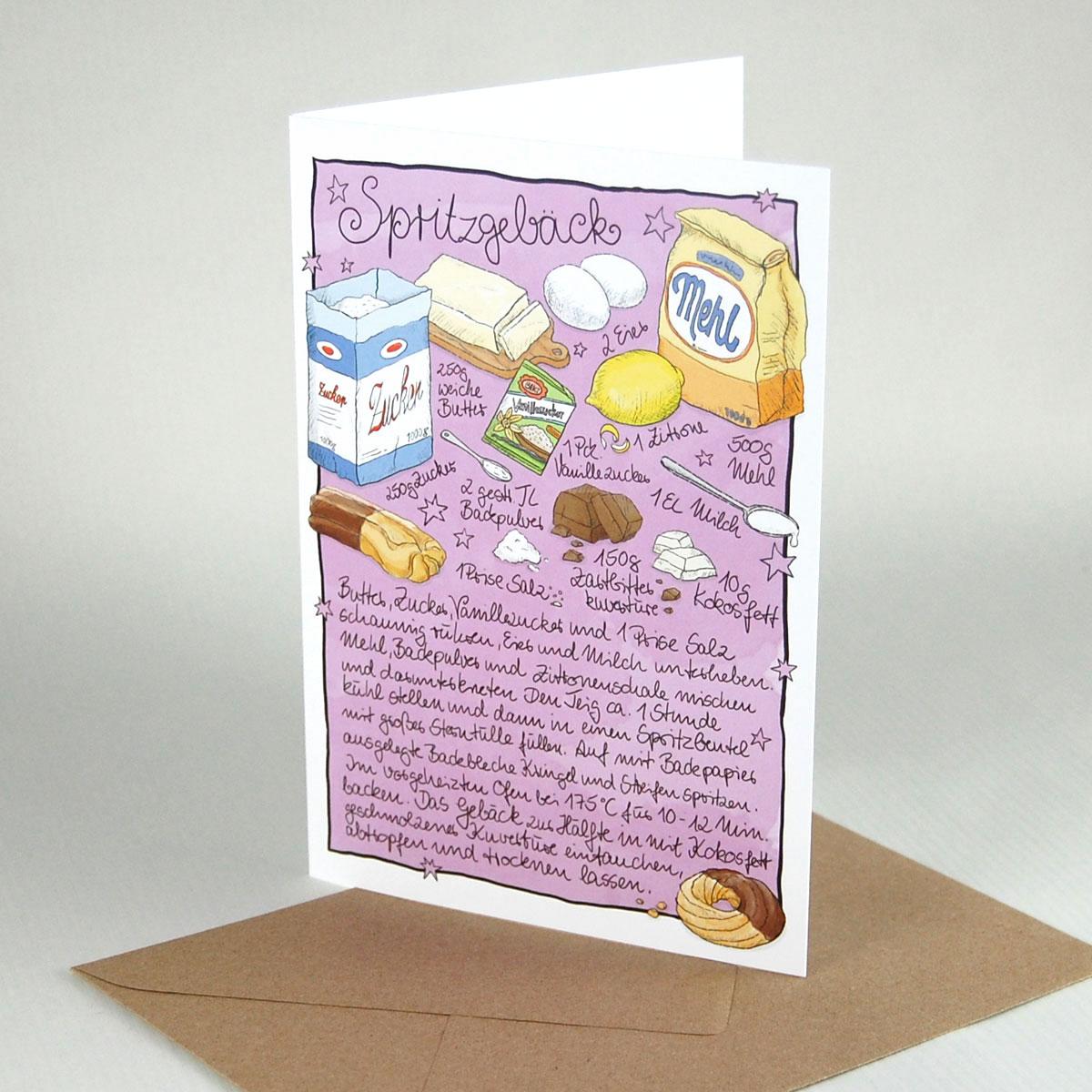 10er Set Weihnachtskarten mit Umschlägen: Rezept für Spritzgebäck