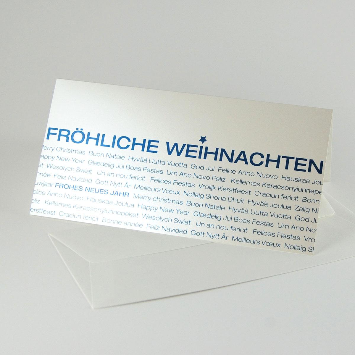 10er Set Weihnachtskarten mit edlen Umschlägen: FRÖHLICHE WEIHNACHTEN