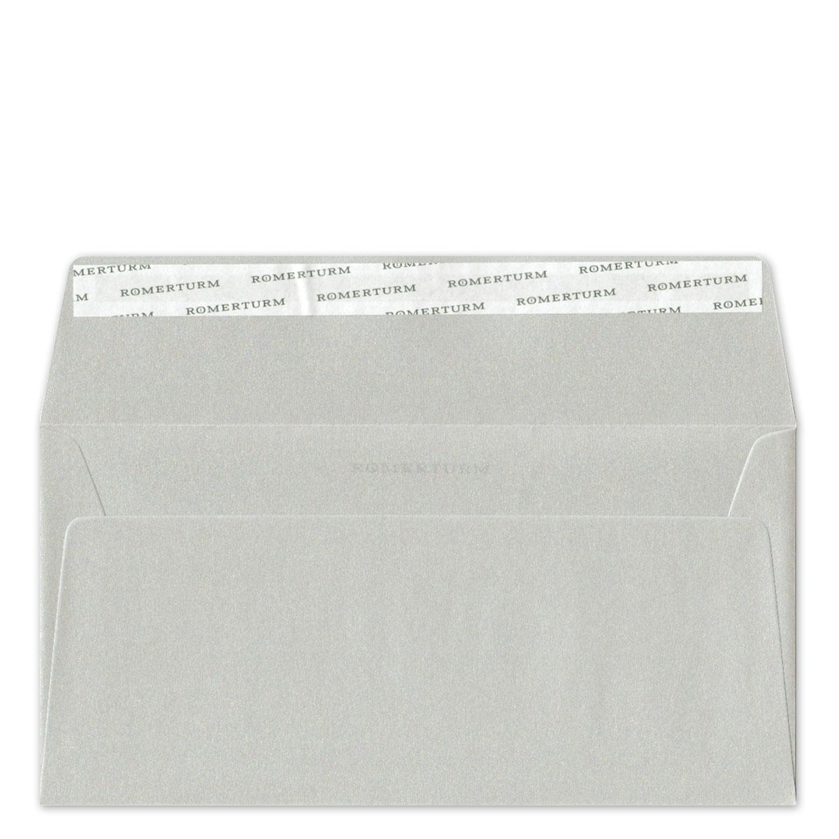 10er Set Weihnachtskarten mit silbernen Kuverts: Liebe und Glück