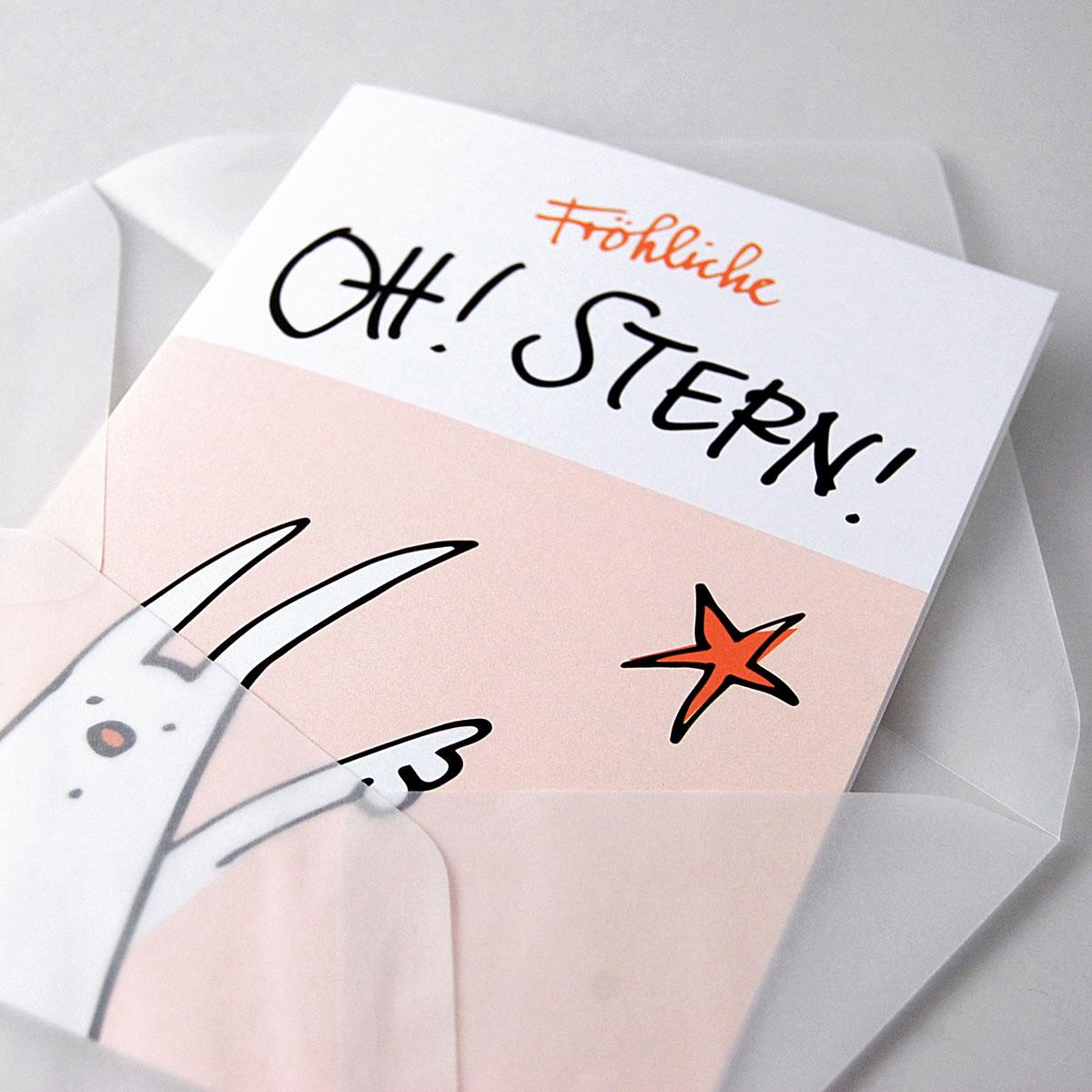 Oh! Stern! - witzige Osterkarte mit transparentem Umschlag