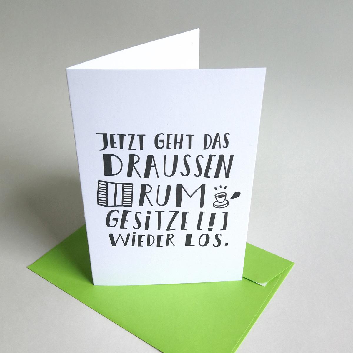 100er Set Recycling-Grußkarten mit Kuverts: Draussen Rumgesitze