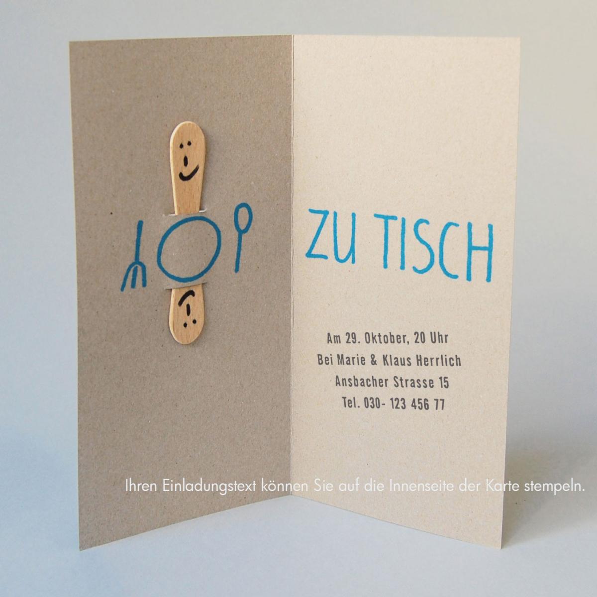 Recyclingkarte mit Eisstiel: Bitte ... zu Tisch